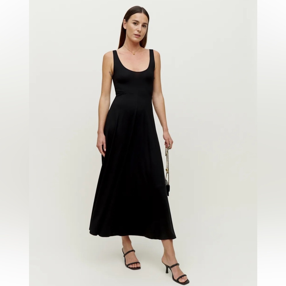 Reformation Julianne Maxi Dress Womens Medium Black‎ Excellent Cottagecore Chic